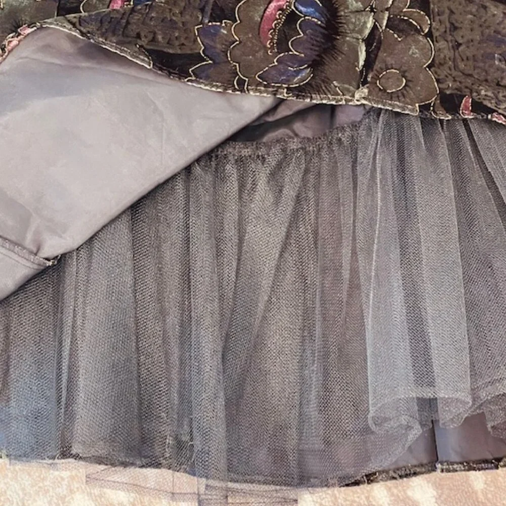 Roberta Vintage 90's Whimsigoth Forest Fairy Crushed Velvet Formal Mini Medium - Picture 10 of 12
